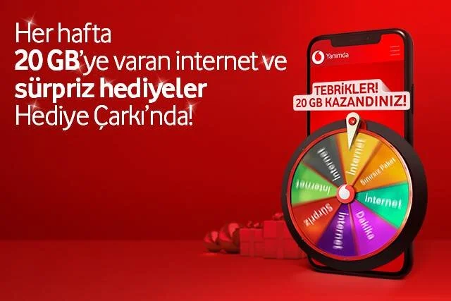 Vodafone Yanımda’ya girerek Hediye Çark'ını çevirin, her hafta size özel hediyeler kazanın