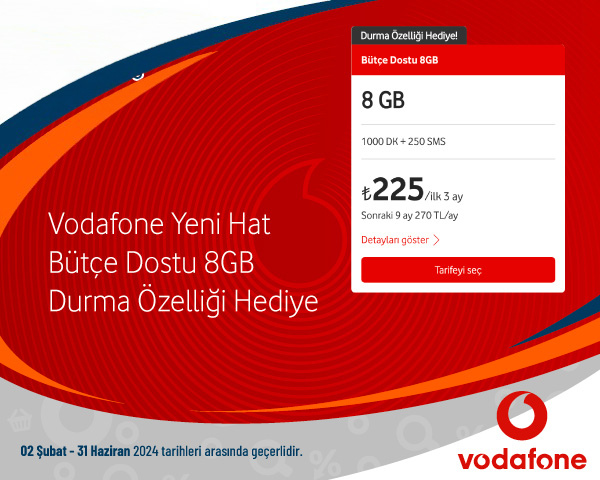  Vodafone Yeni Hat Bütçe Dostu 8GB Durma Özelliği Hediye